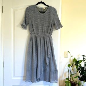 Dust blue dress midi/knee length.